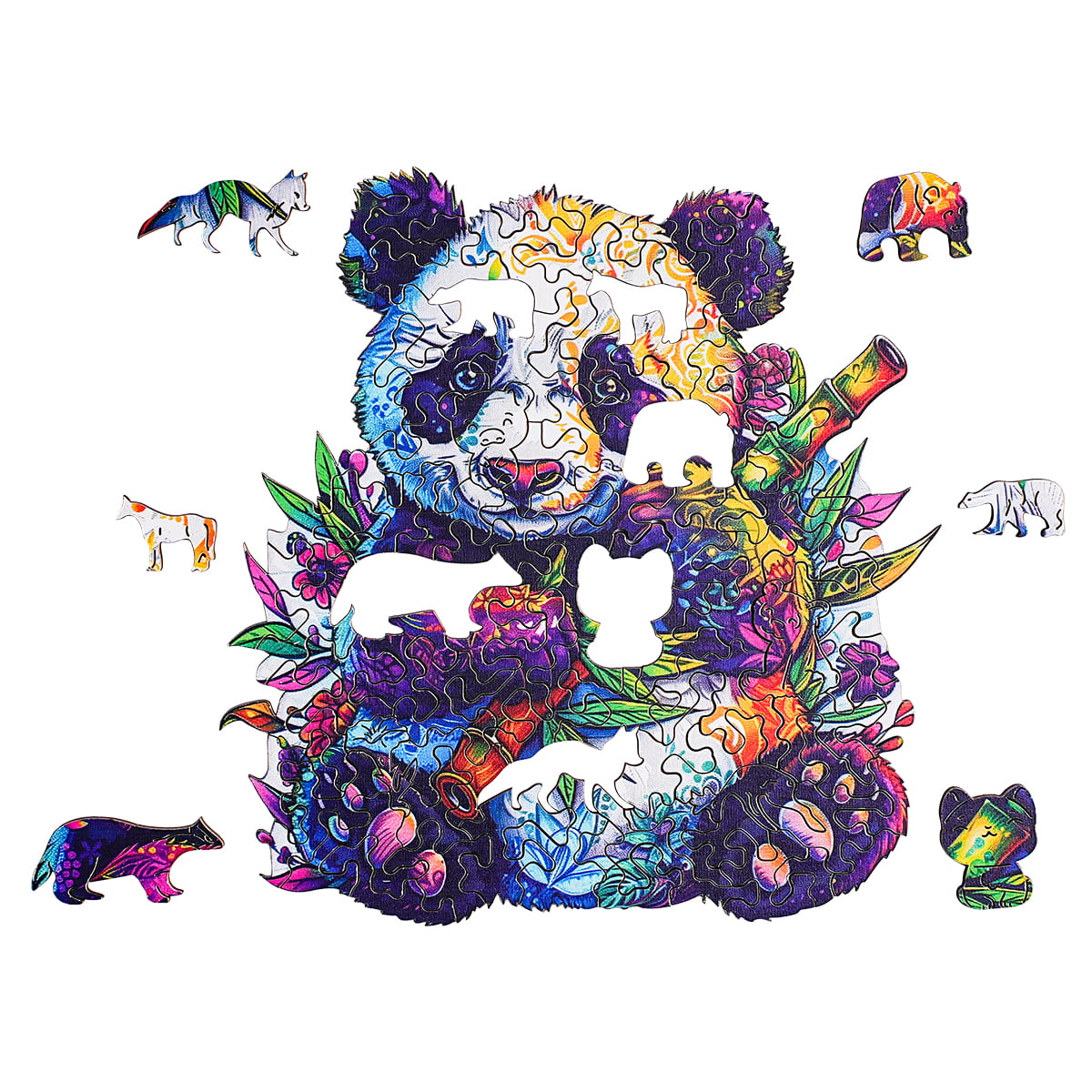 ROBOTIME Floral Panda Wooden Jigsaw Puzzle