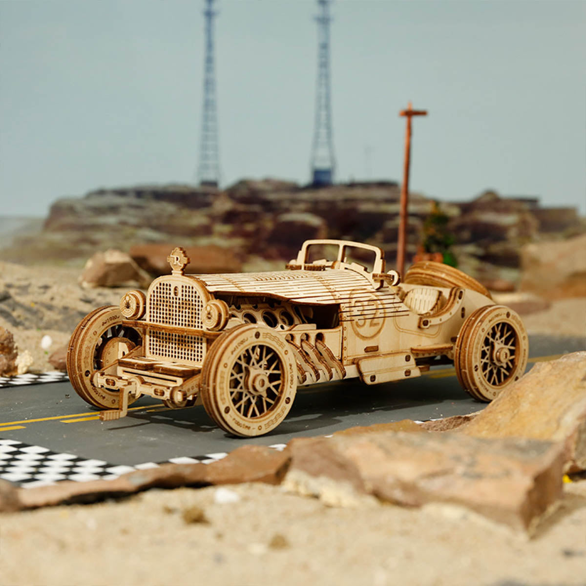 Puzzle 3D en bois modèle réduit de voiture ROKR Grand Prix MC401 