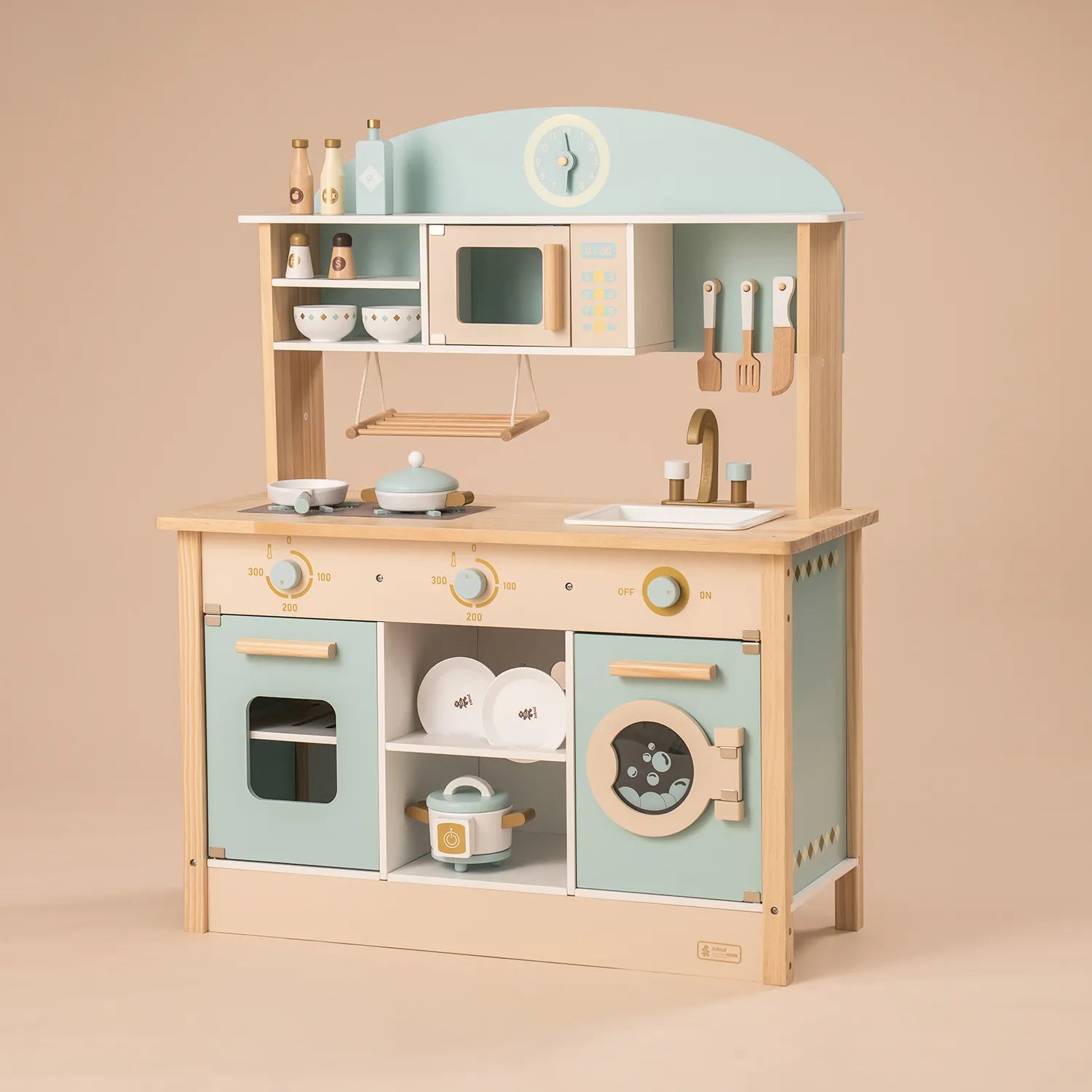 Robud Wooden Play Kitchen with Realistic Accessories