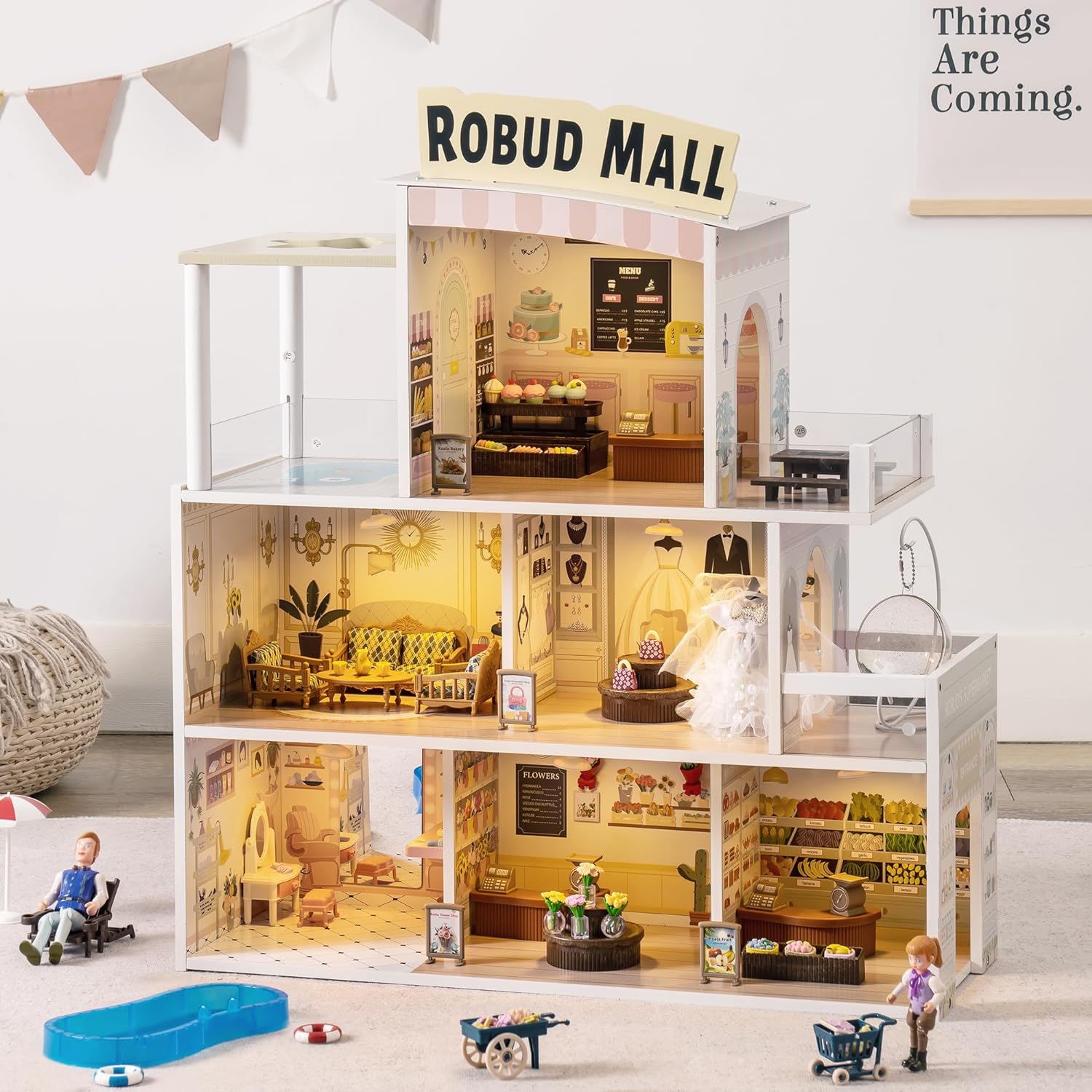 ROBUD Shopping Mall Wooden Dollhouse