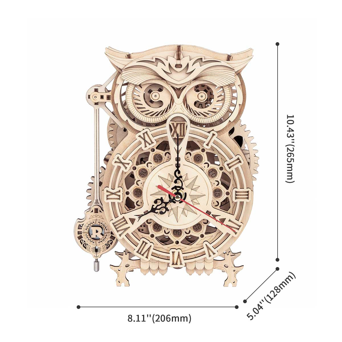 Puzzle 3D en bois avec engrenages mécaniques ROKR Owl Clock LK503 