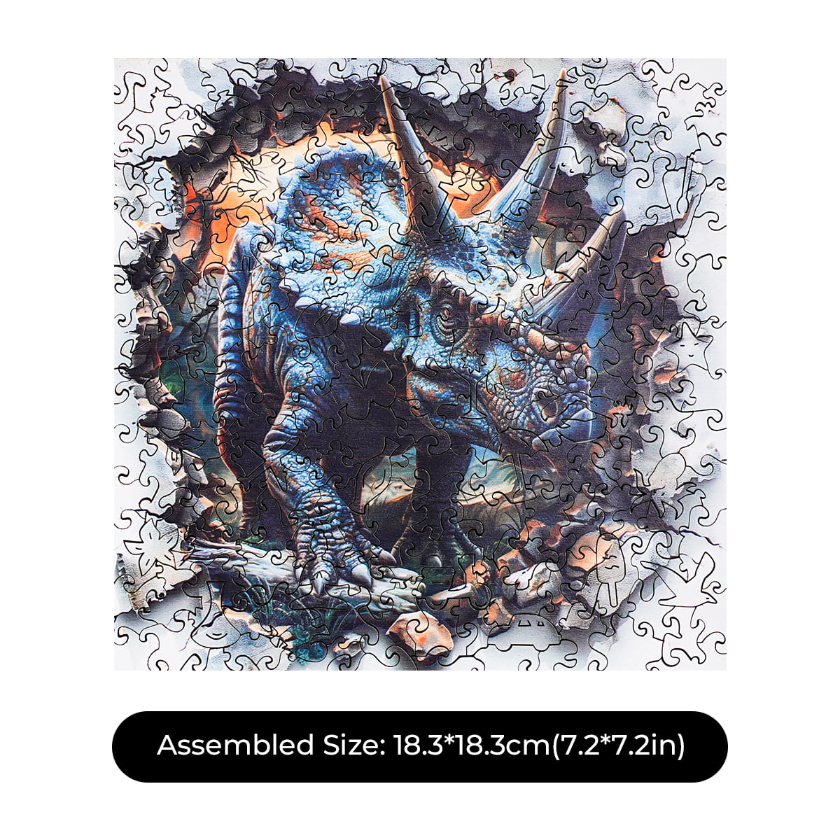 ROBOTIME Wall Breaking Triceratops Wooden Jigsaw Puzzle