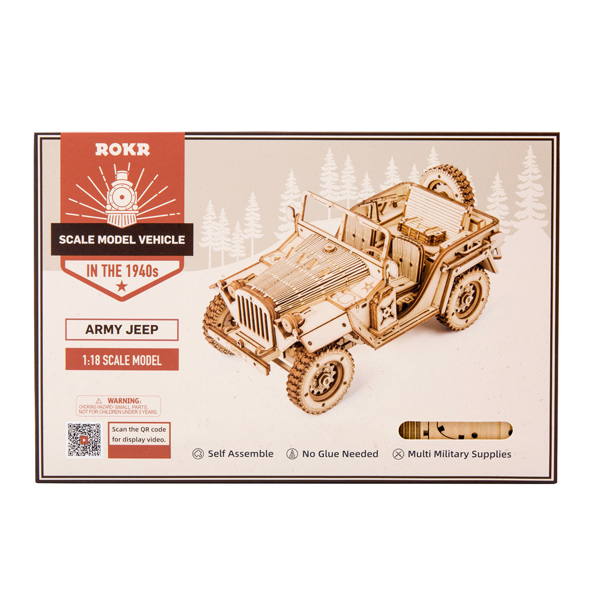 ROKR Army Jeep schaalmodel 3D houten puzzel MC701