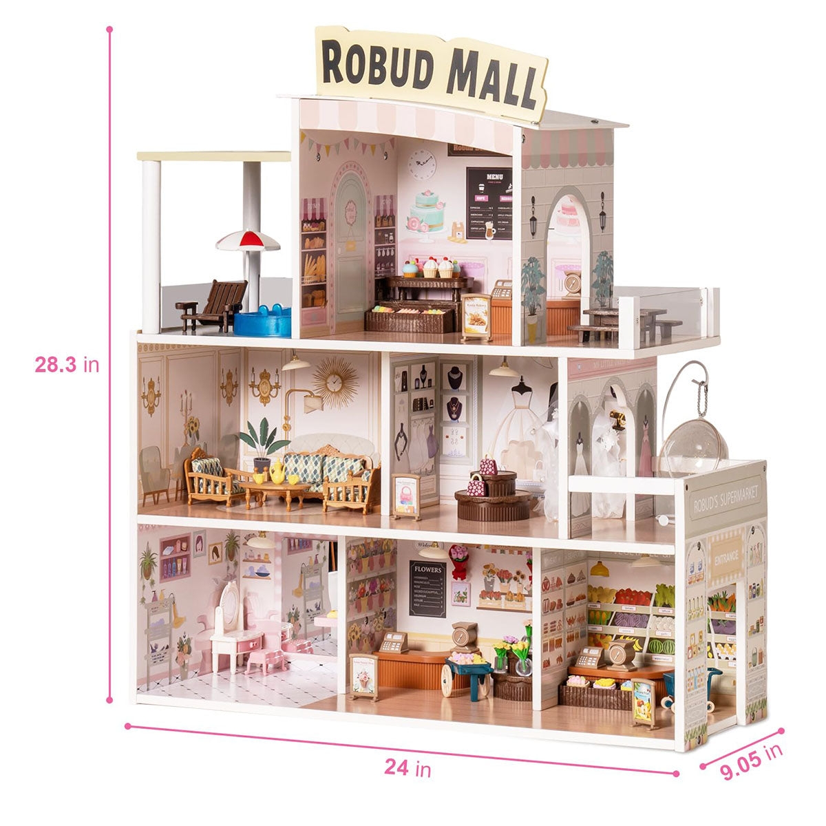 ROBUD Shopping Mall Wooden Dollhouse