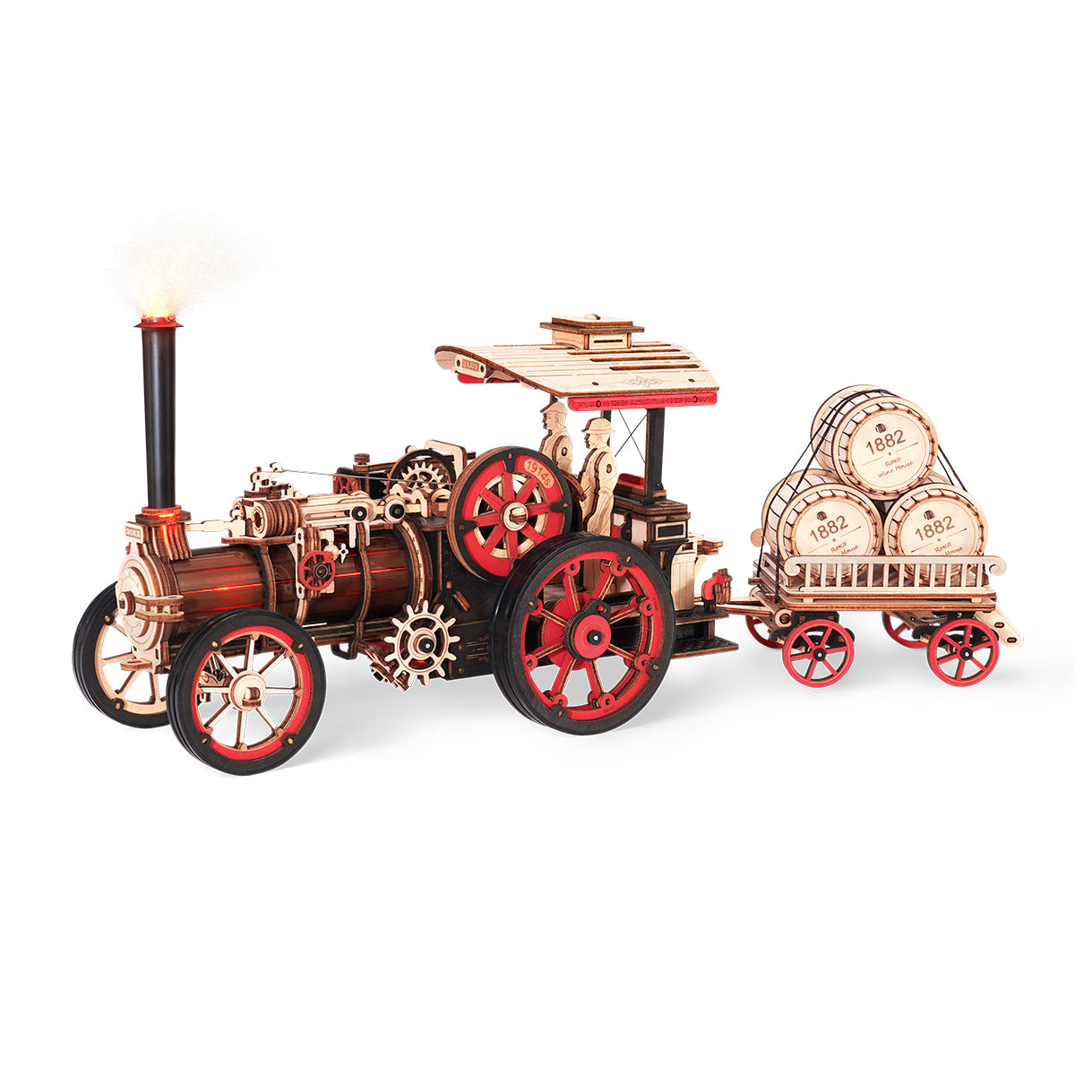 Machine à vapeur ROKR Puzzle mécanique en bois 3D LKA01 (alimenté par batterie) 