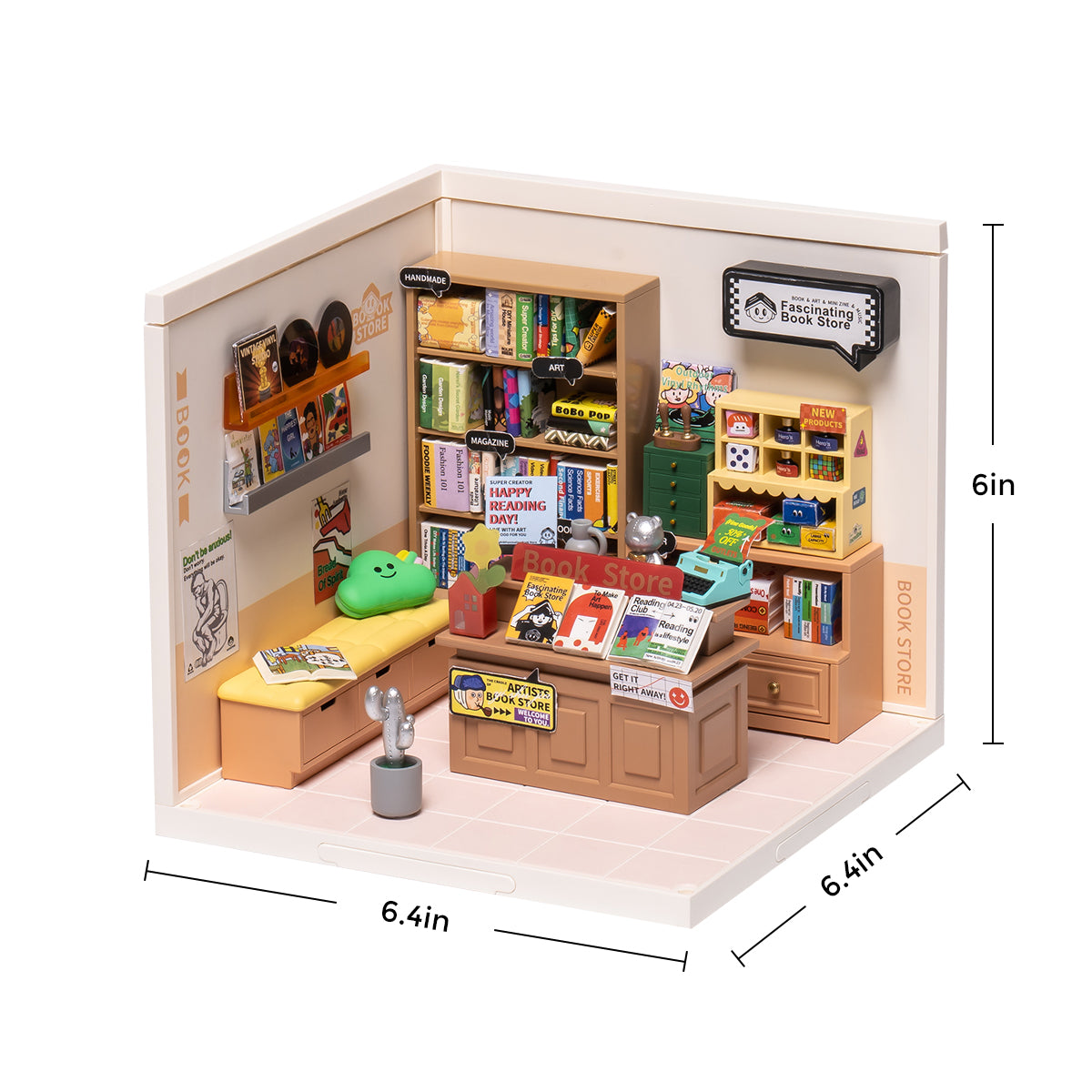 Rolife Super Creator Fascinating Book Store Plastic DIY Miniature House Kit DW004