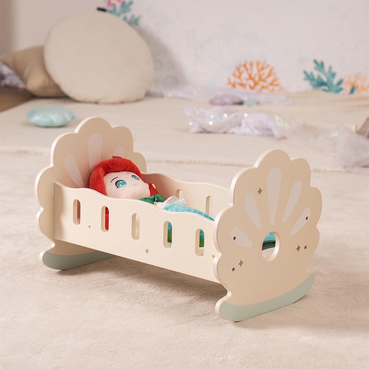 ROBUD Wooden Baby Doll Crib