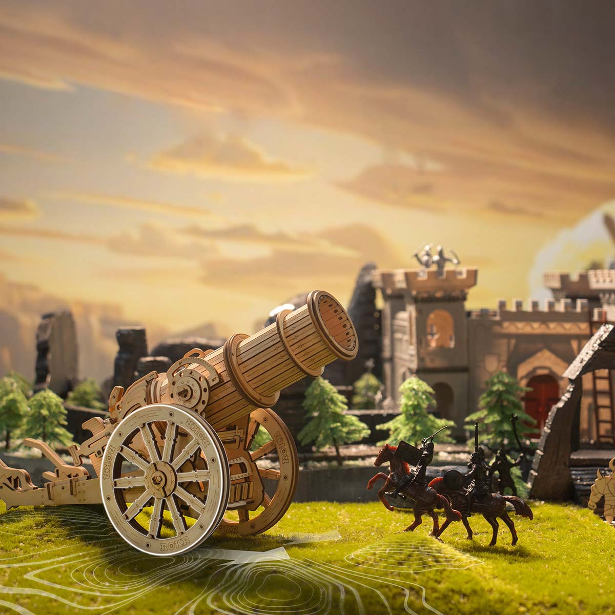 ROKR 3D Wooden Puzzle Wheeled Siege Artillery KW801