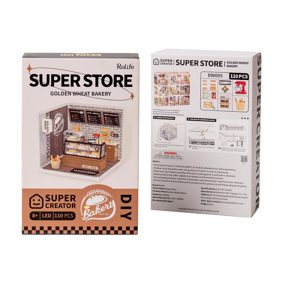 Kit de maison miniature en plastique à monter soi-même Rolife Super Creator Golden Wheat Bakery DW005 