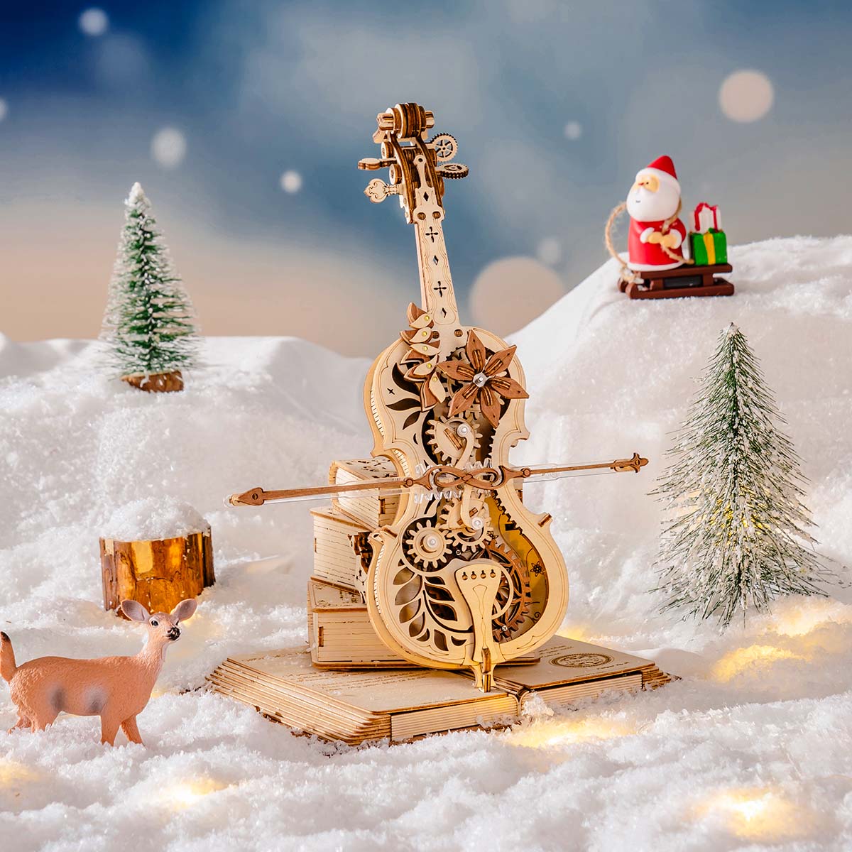 ROKR Magic Cello Mechanical Music Box 3D Wooden Puzzle AMK63