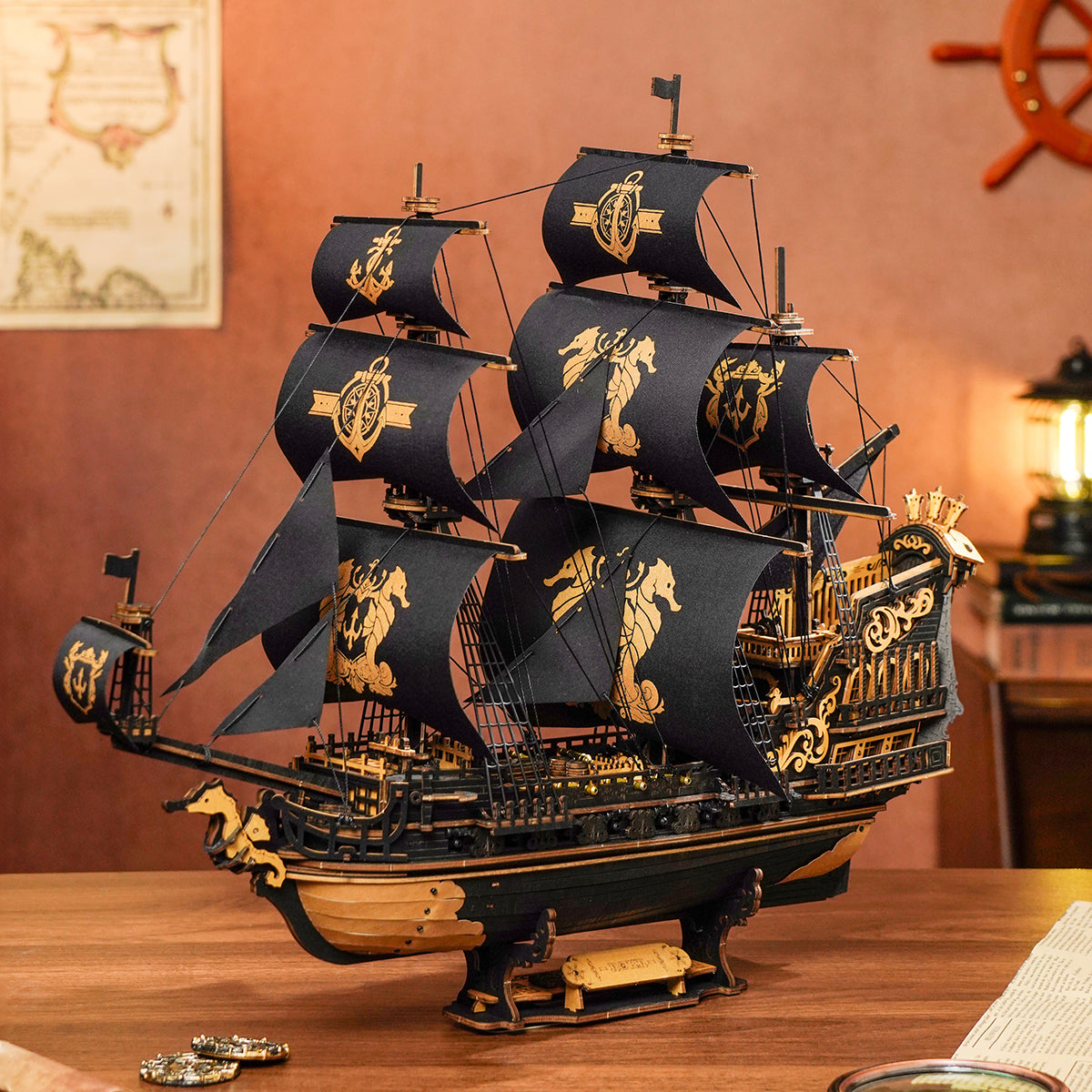 ROKR De Zeepaard Barque 3D Houten Puzzel MCB02