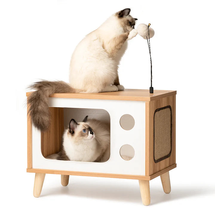 Wooden TV Cat Condo