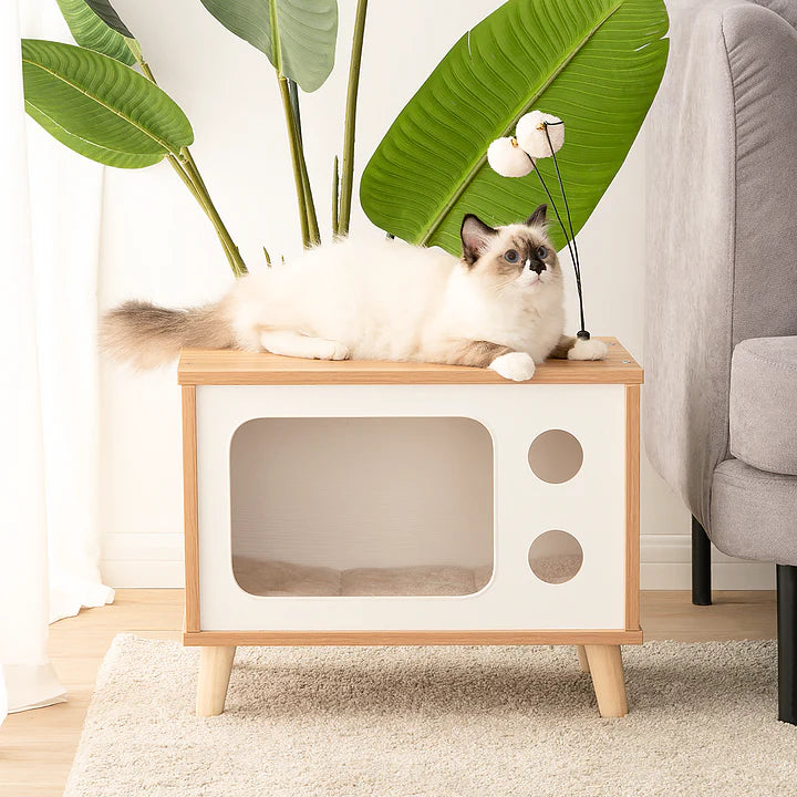 Wooden TV Cat Condo