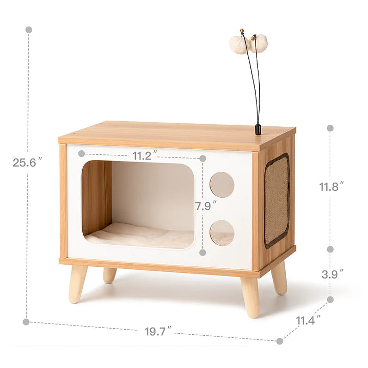 Wooden TV Cat Condo