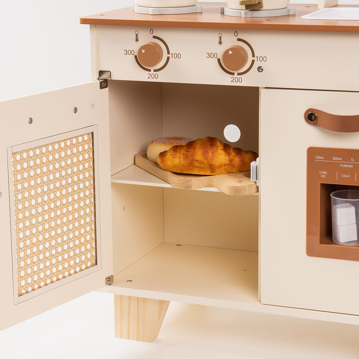 Cuisine de jeu en bois Montessori ROBUD Mocha avec distributeur de glace