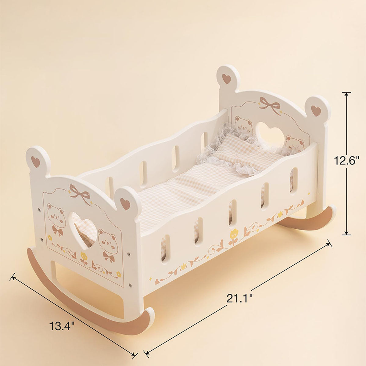 ROBUD Doll Rocking Cradle with Bedding