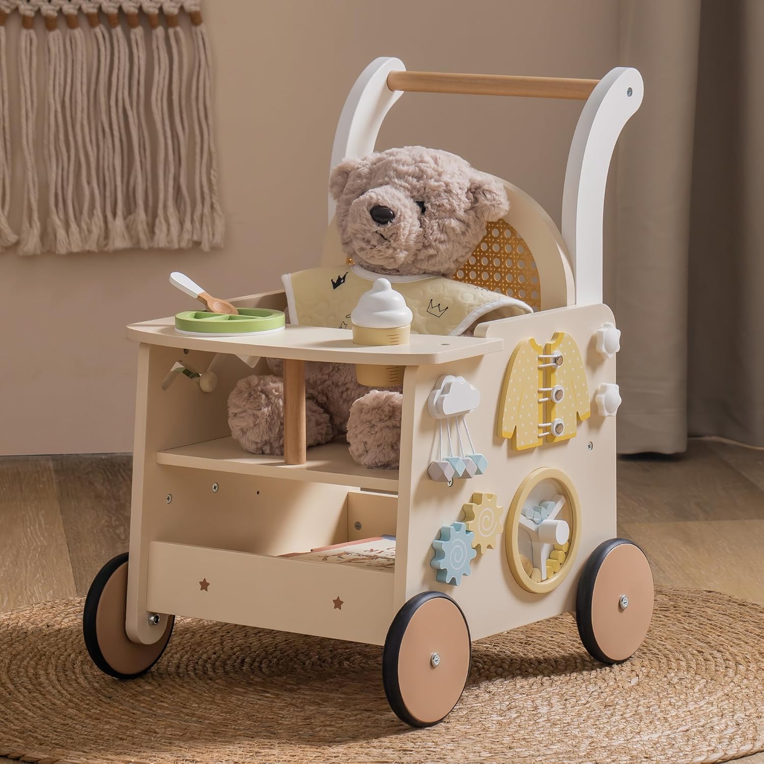 Rattan Baby Walker Wicker Stroller