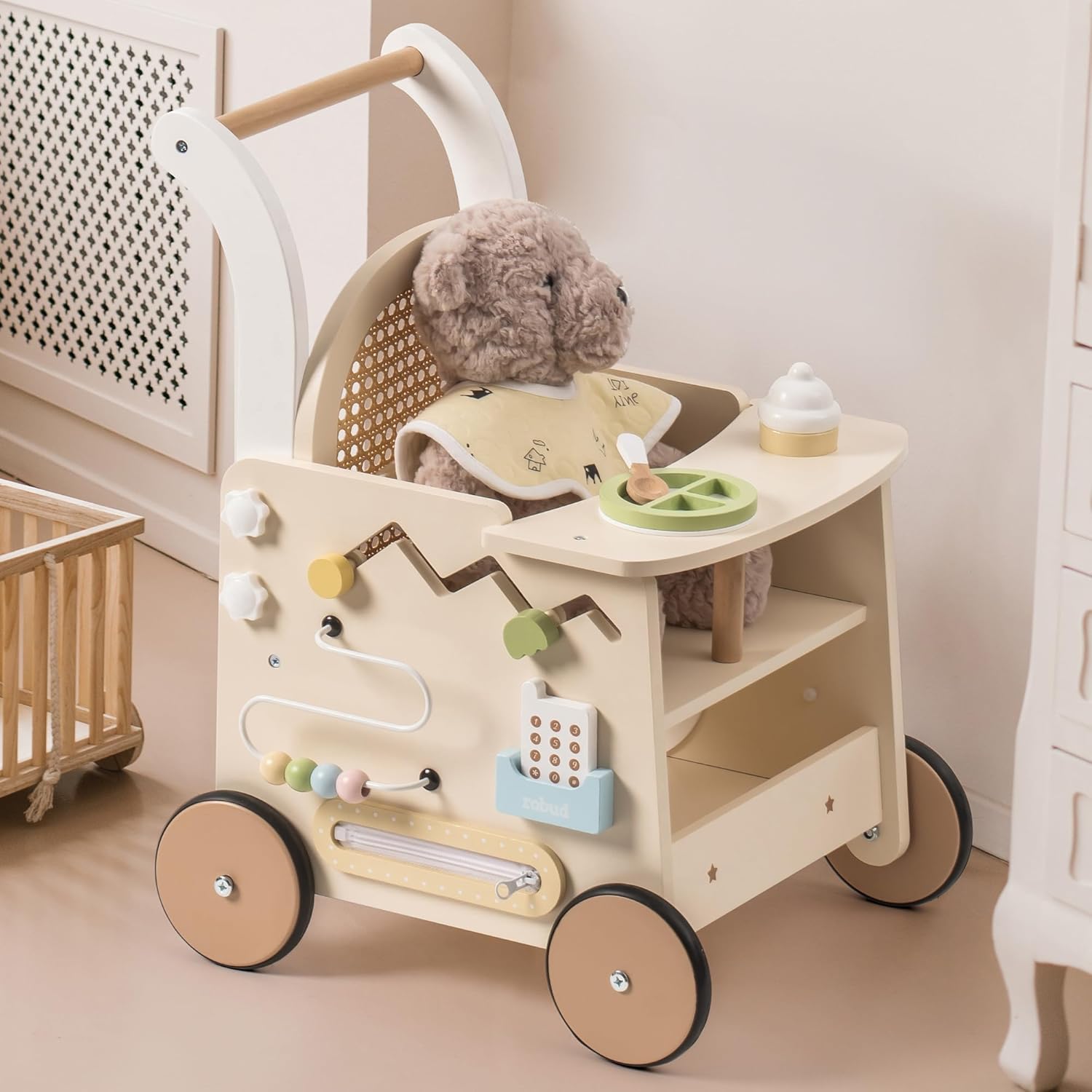 Rattan Baby Walker Wicker Stroller