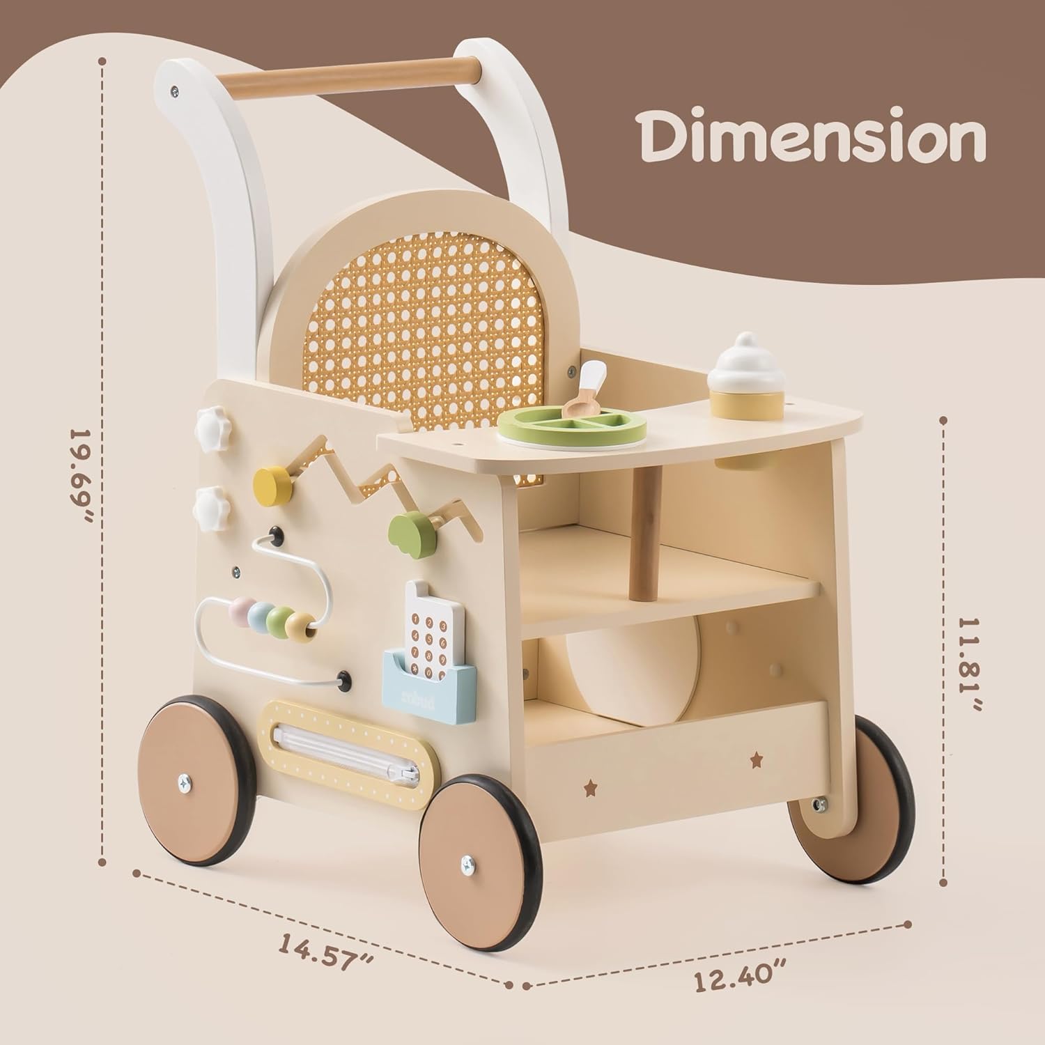 Rattan Baby Walker Wicker Stroller