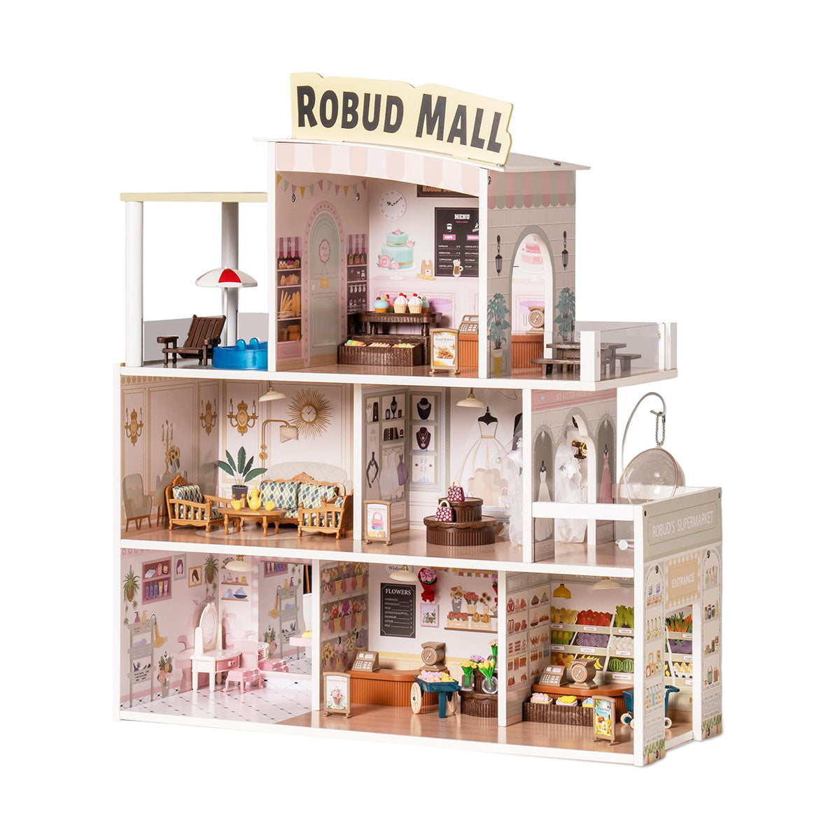 ROBUD Shopping Mall Wooden Dollhouse