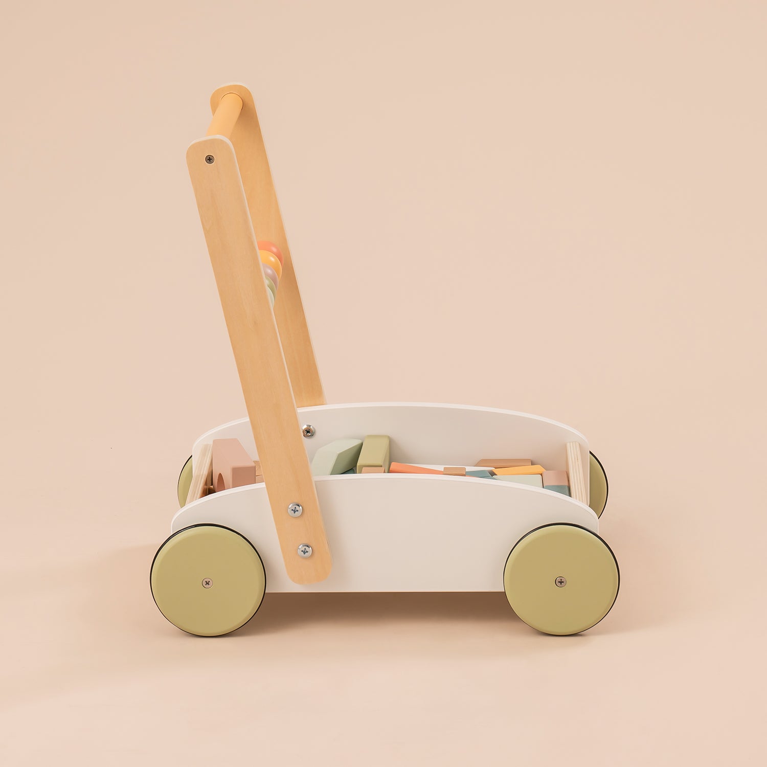 ROBUD Wooden Baby Push Walker Toy with Blocks WG189