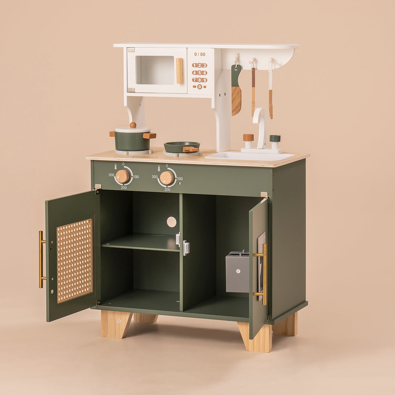 ROBUD Vintage Green Wooden Play Kitchen WCF04