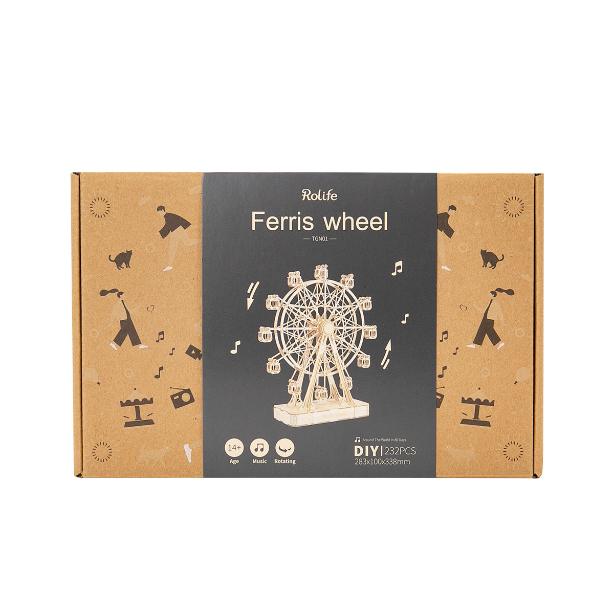 Puzzle 3D en bois avec boîte à musique et grande roue Rolife TGN01 