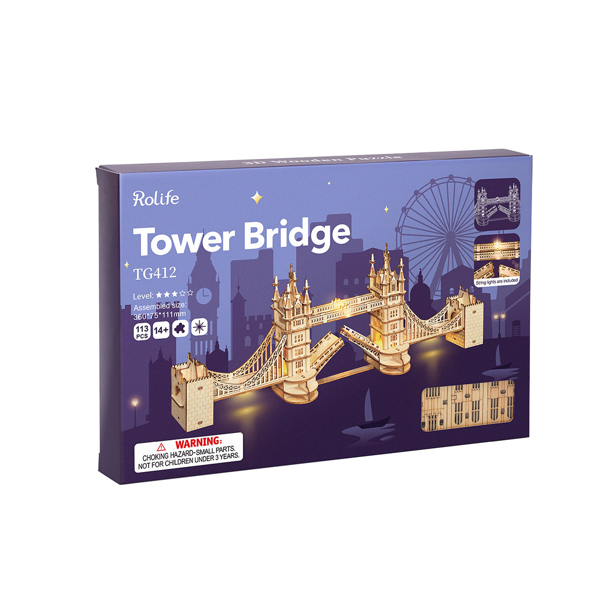 Puzzle 3D en bois Rolife Tower Bridge avec lumières TG412