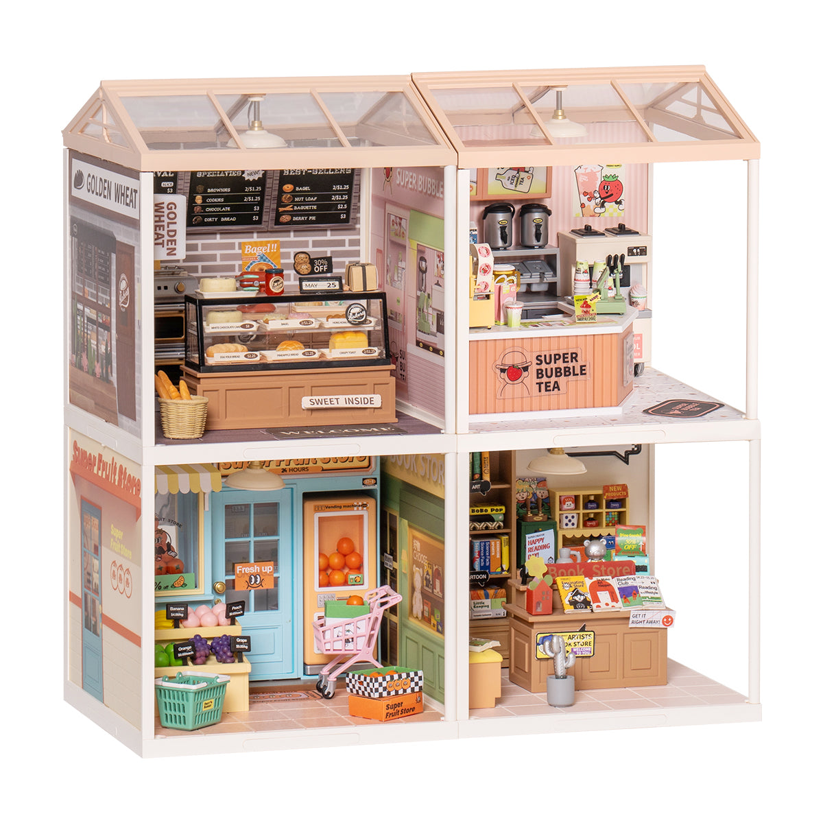 Rolife Super Creator Mini maison en plastique à monter soi-même 4 en 1 à quatre grilles 