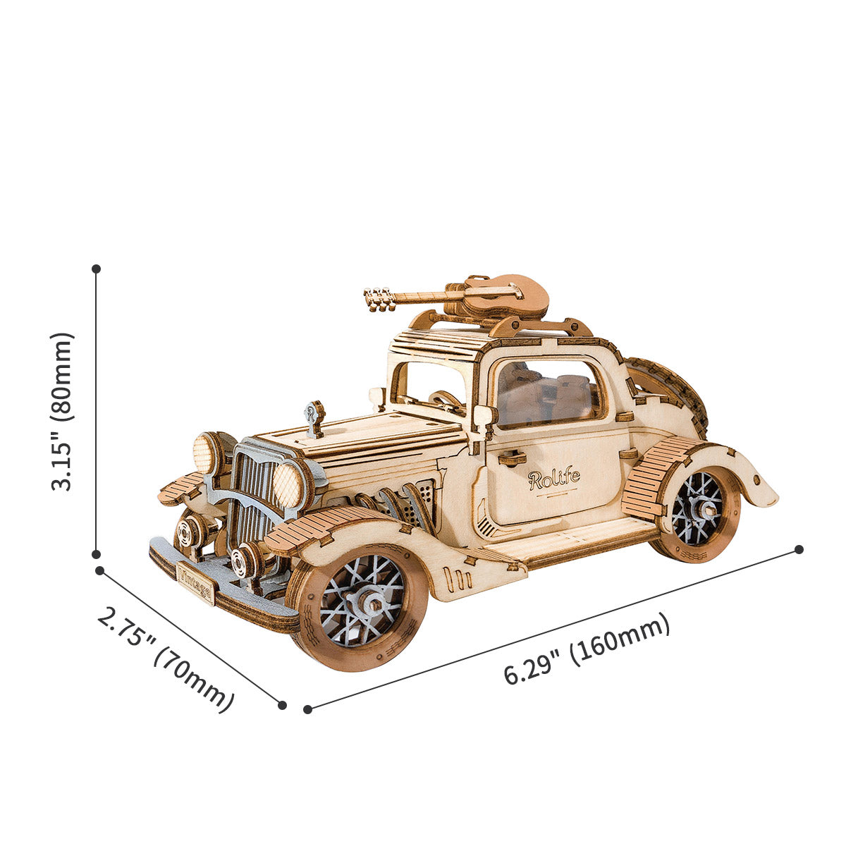 Rolife Vintage Auto 3D Houten Puzzel TG504