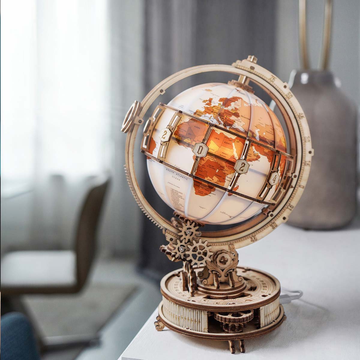 ROKR Lichtgevende Globe 3D Houten Puzzel ST003