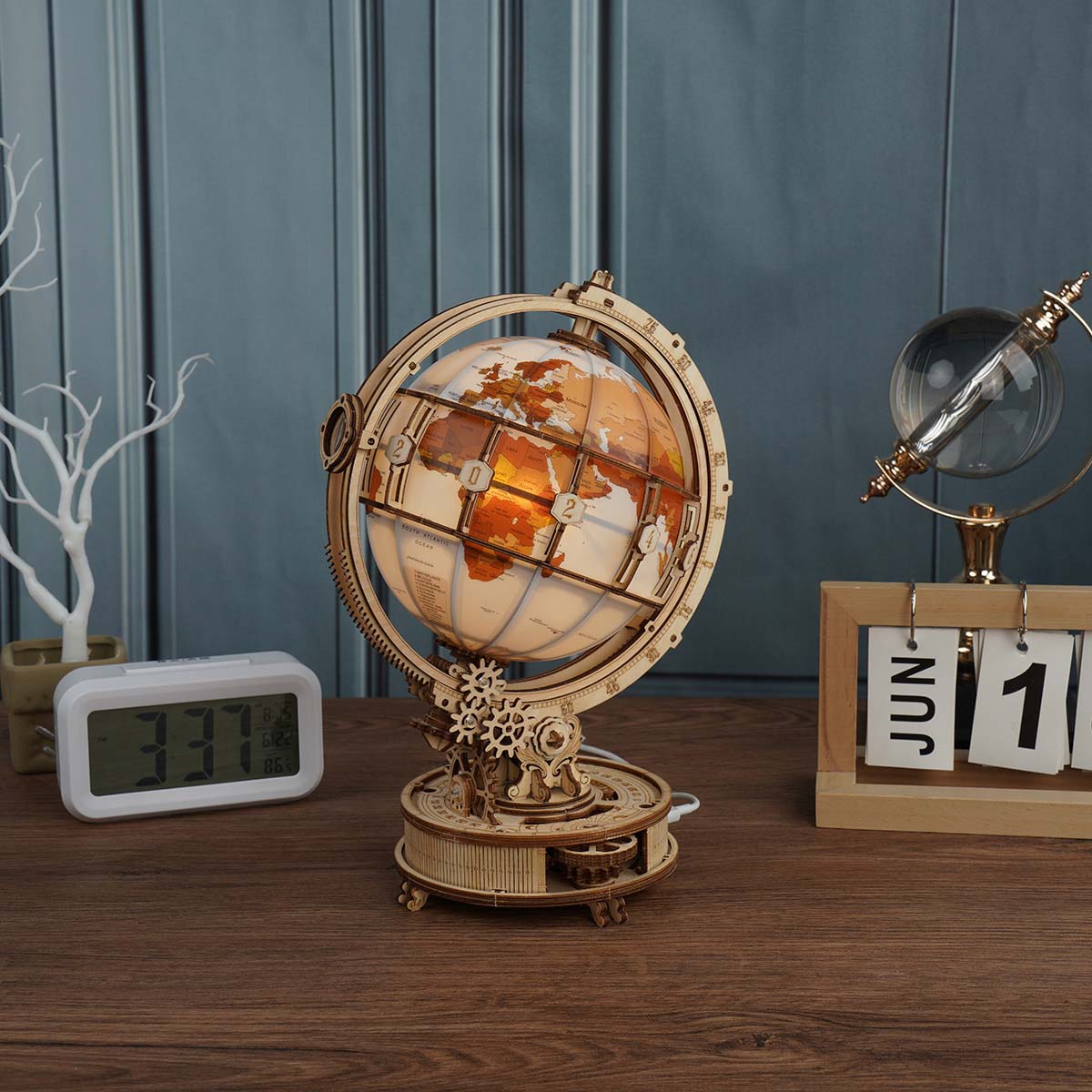 ROKR Lichtgevende Globe 3D Houten Puzzel ST003