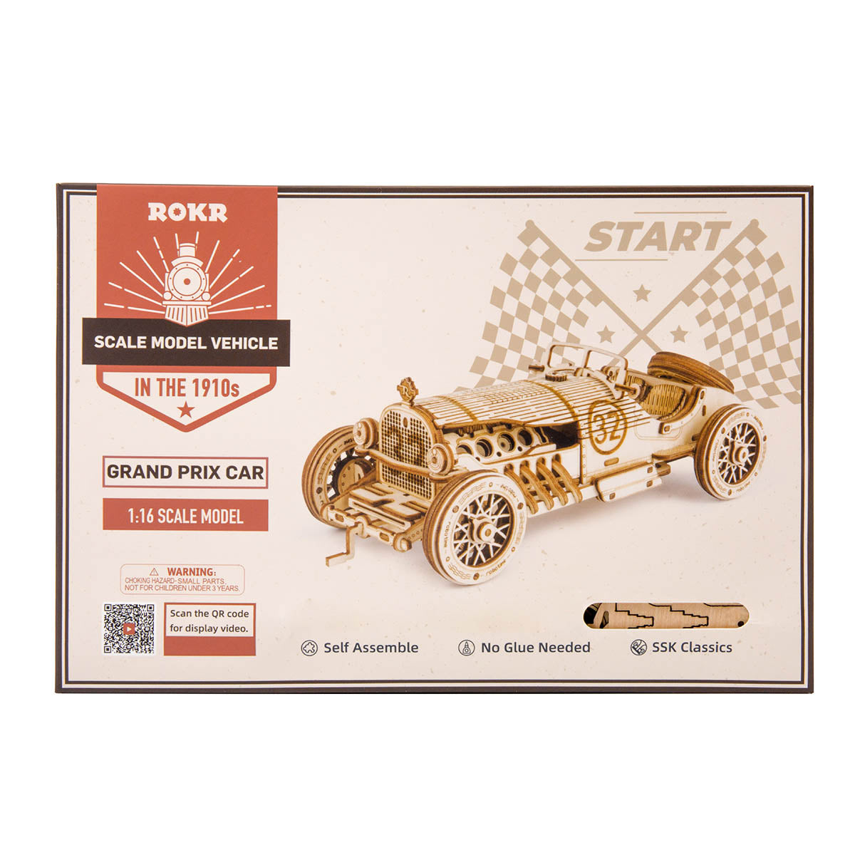 Puzzle 3D en bois modèle réduit de voiture ROKR Grand Prix MC401 