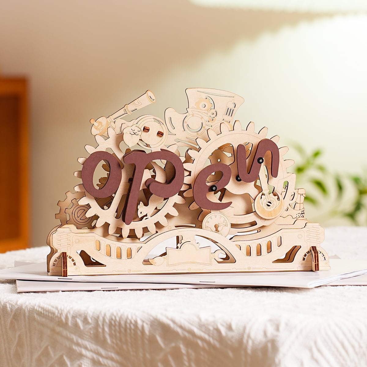 ROKR 3D-Holzpuzzle „Offen/Geschlossen“ - Schild LK506 