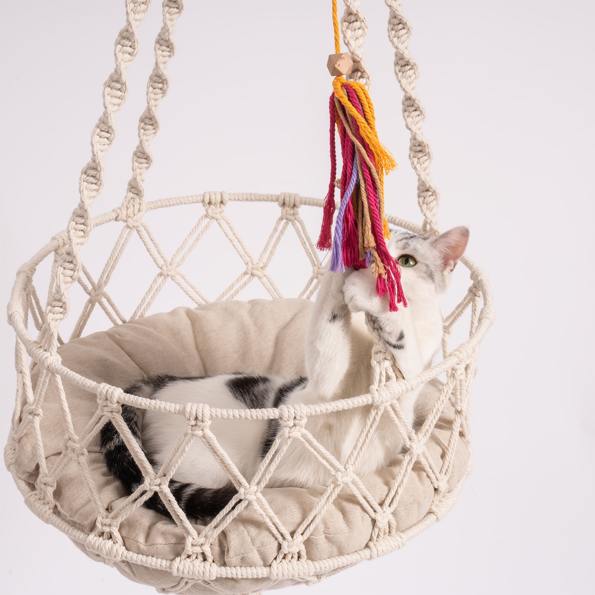 Hanging Macrame Cat Hammock Bed