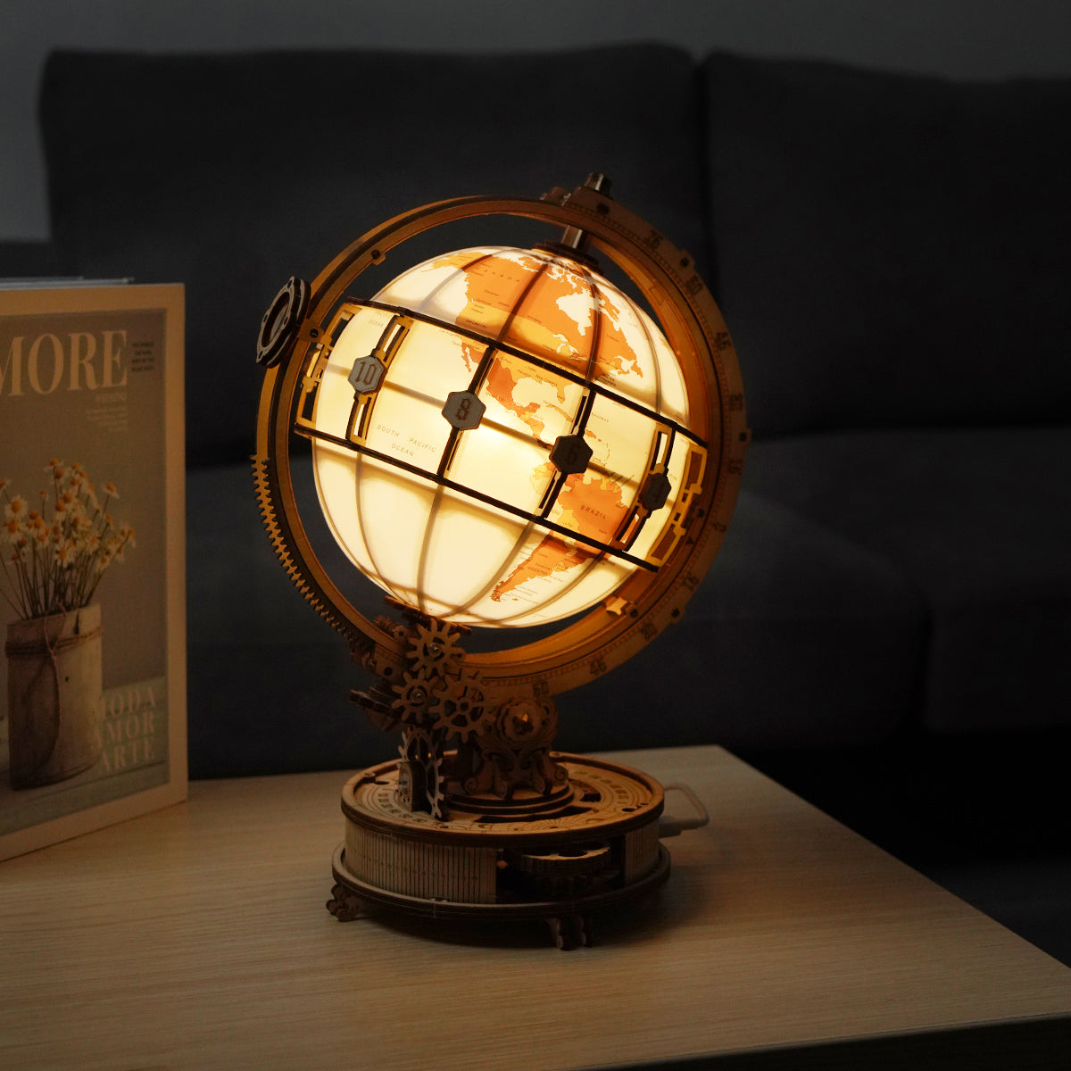 ROKR Lichtgevende Globe 3D Houten Puzzel ST003