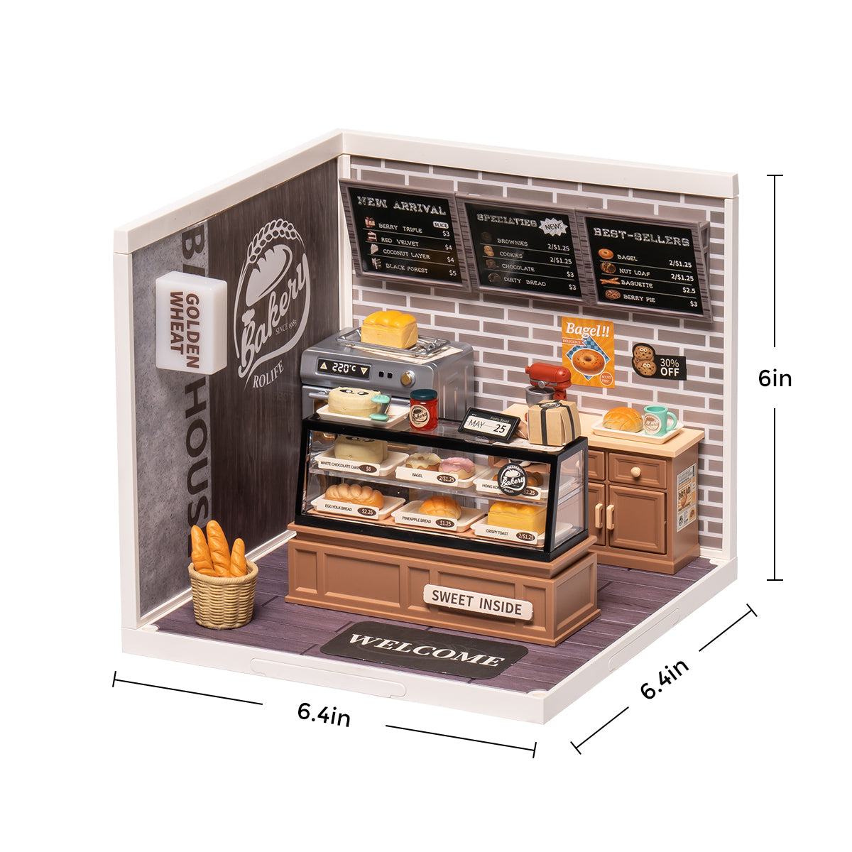 Kit de maison miniature en plastique à monter soi-même Rolife Super Creator Golden Wheat Bakery DW005 