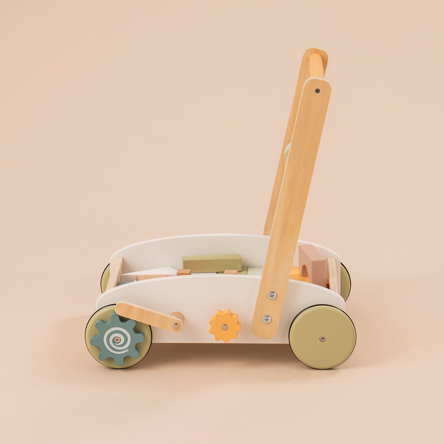 ROBUD Wooden Baby Push Walker Toy with Blocks WG189