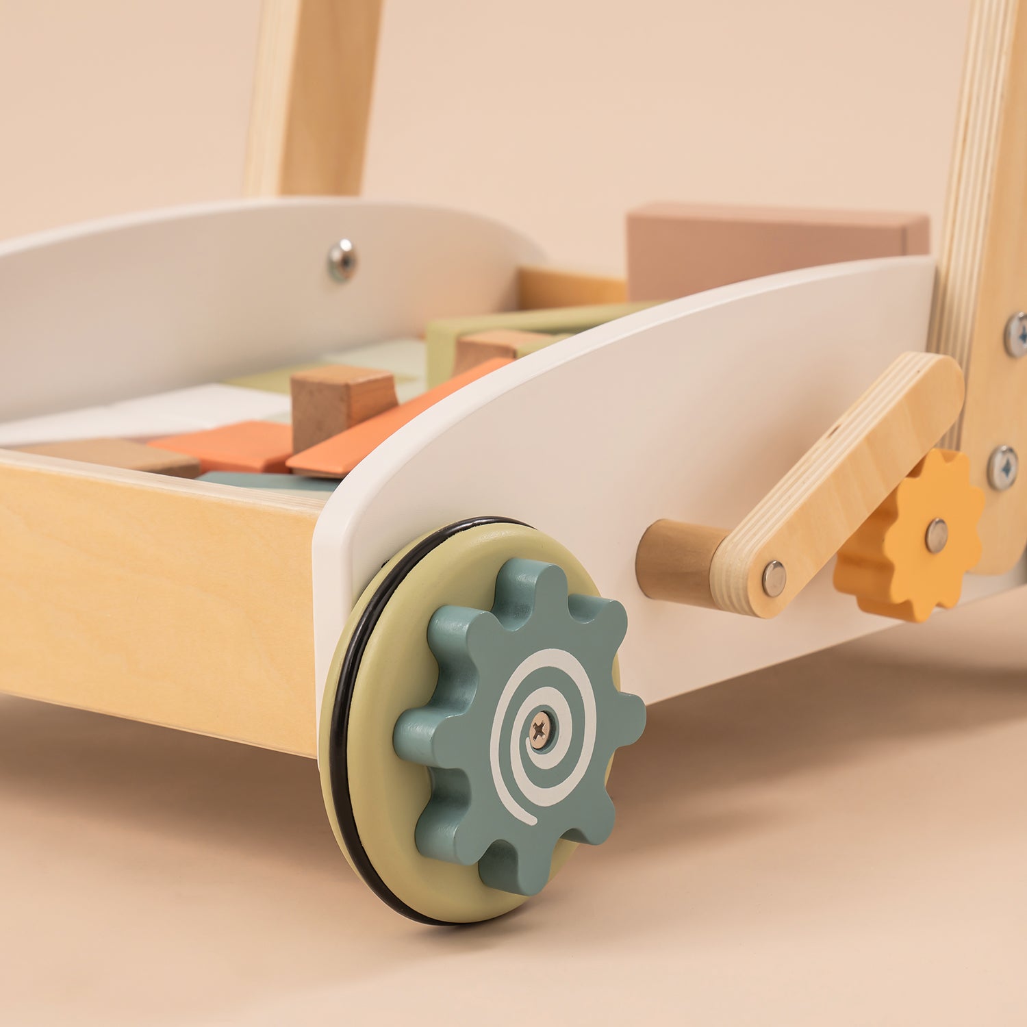 ROBUD Wooden Baby Push Walker Toy with Blocks WG189