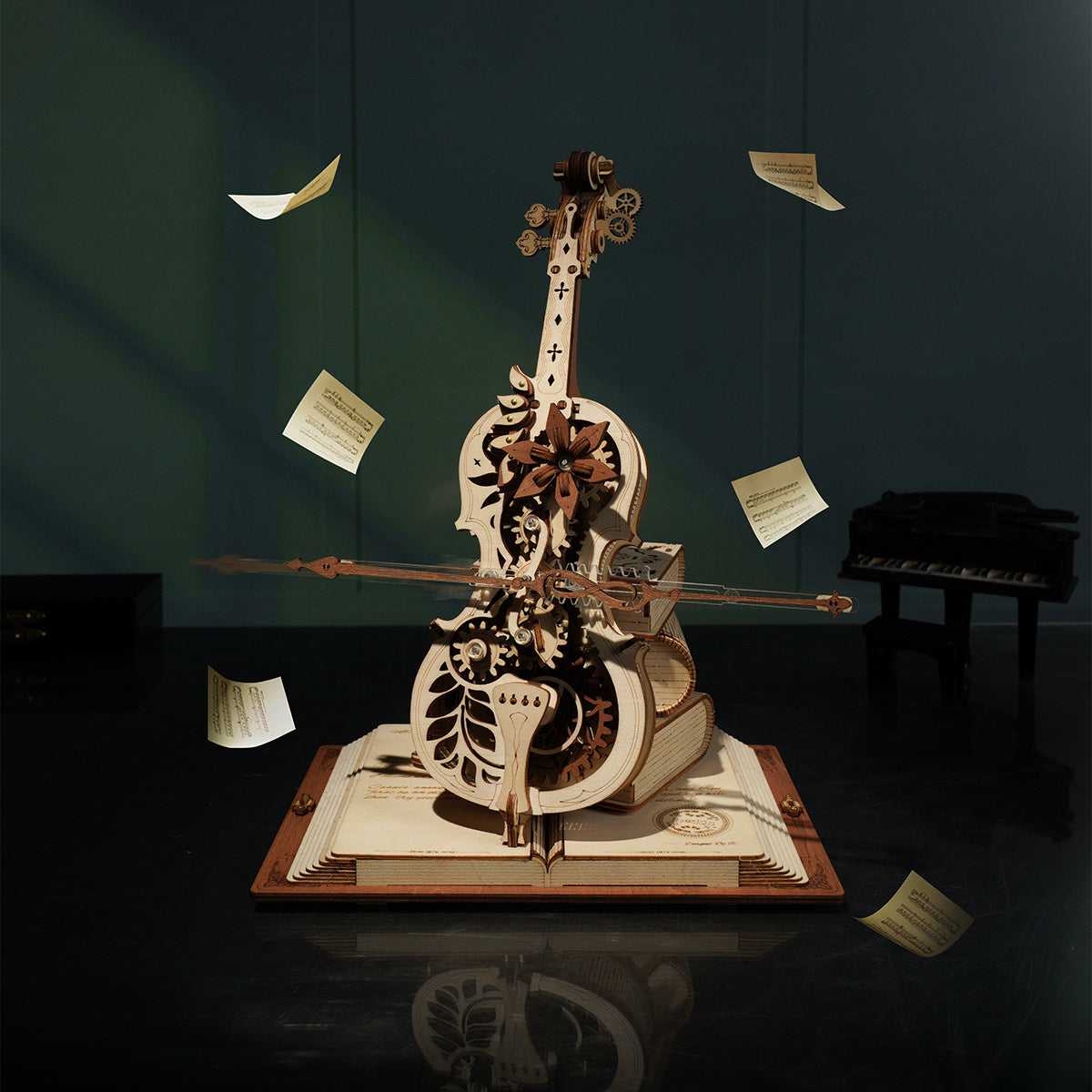 Boîte à musique mécanique ROKR Magic Cello Puzzle en bois 3D AMK63 