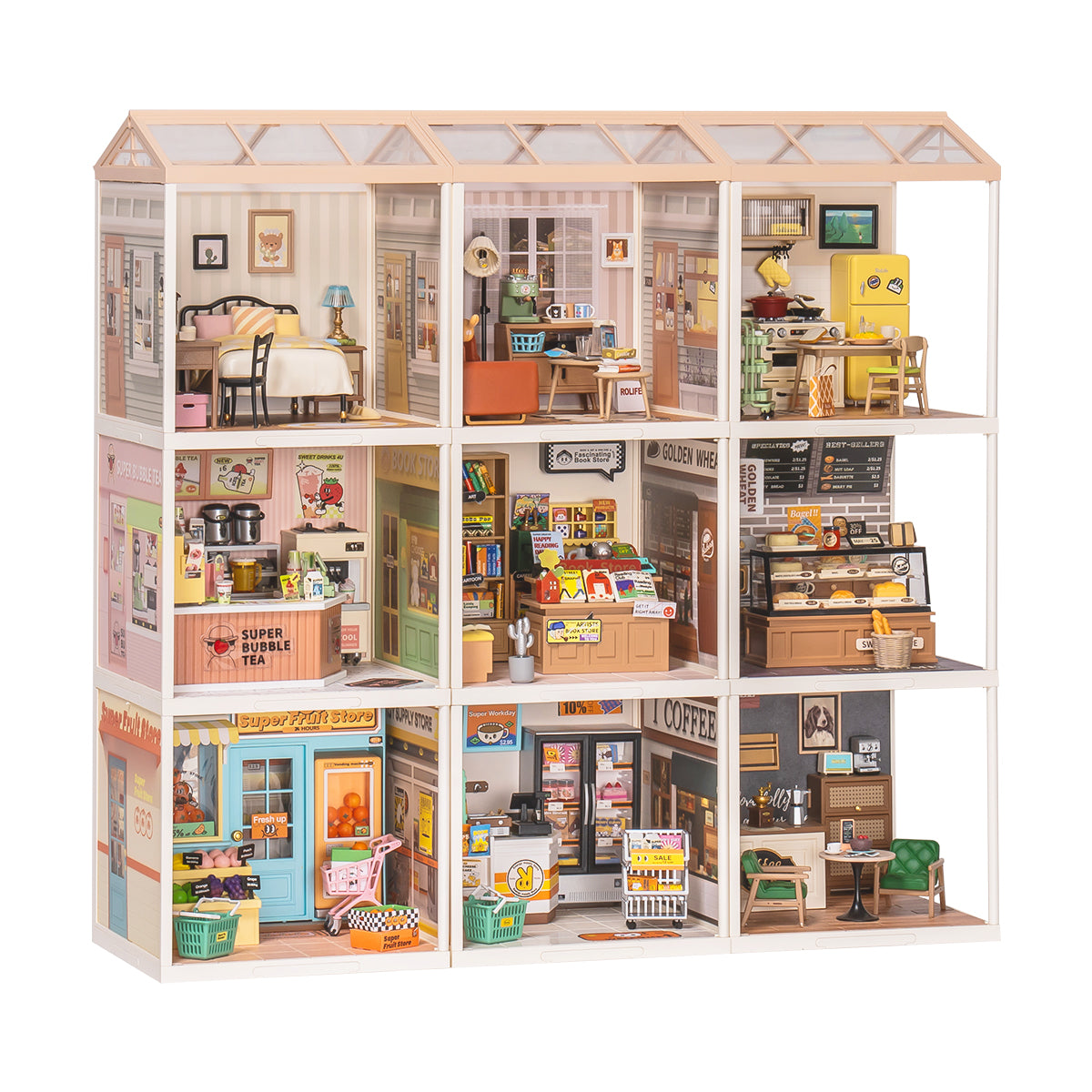 Rolife Super Creator Plastic Diy Mini House 9 in 1 Nine Grid