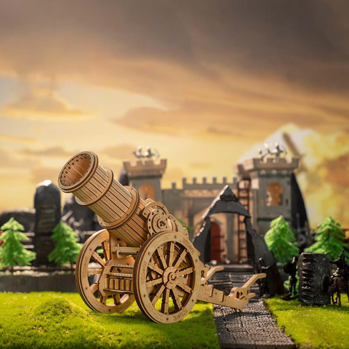 ROKR 3D Wooden Puzzle Wheeled Siege Artillery KW801