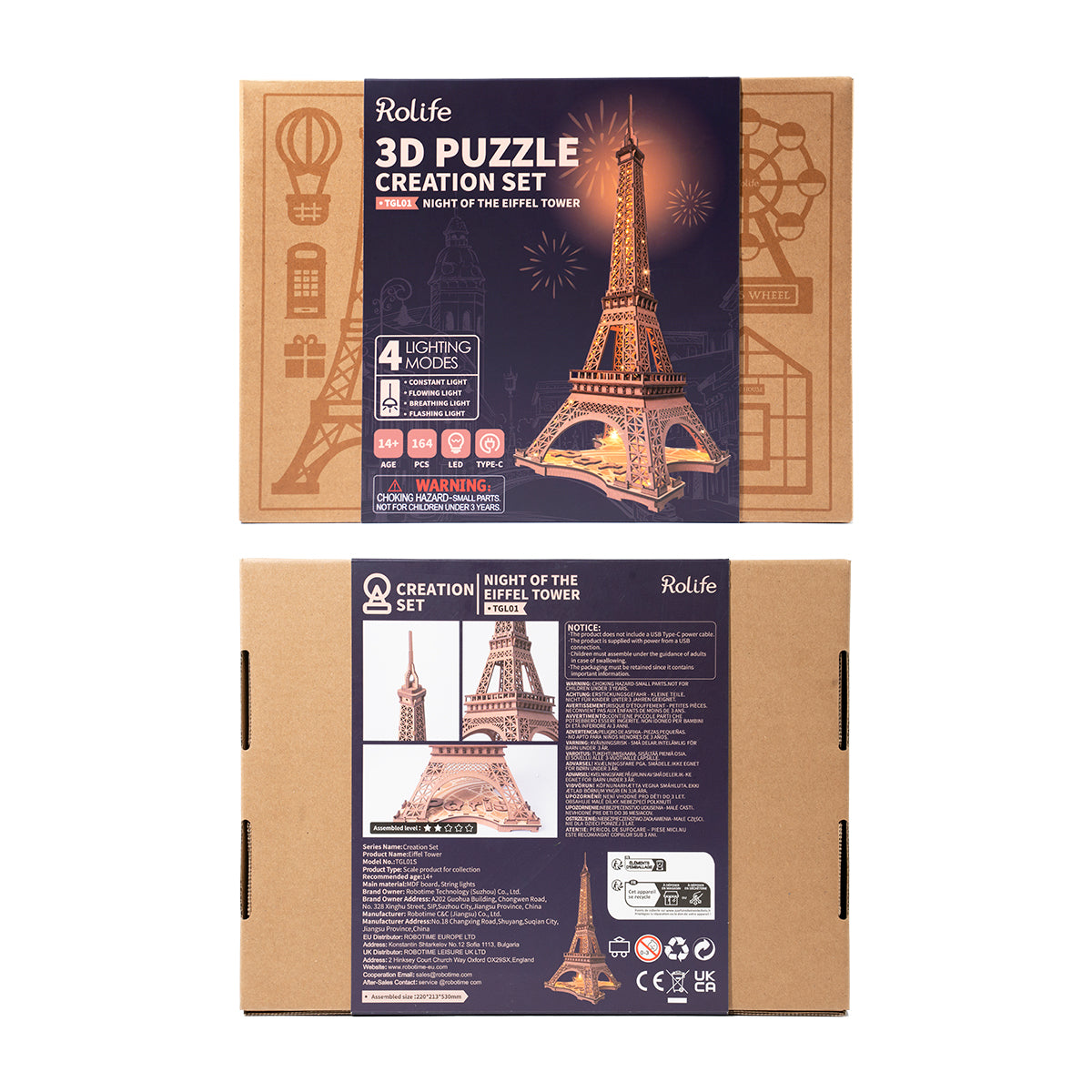 Puzzle 3D en bois Rolife La Nuit de la Tour Eiffel TGL01 