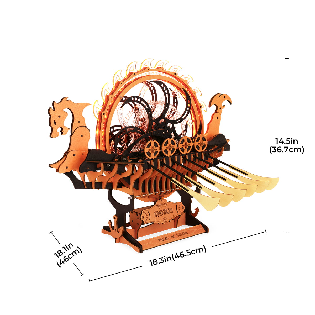 ROKR Wikinger-Drachenschiff Mechanisches 3D-Holzpuzzle LK802 