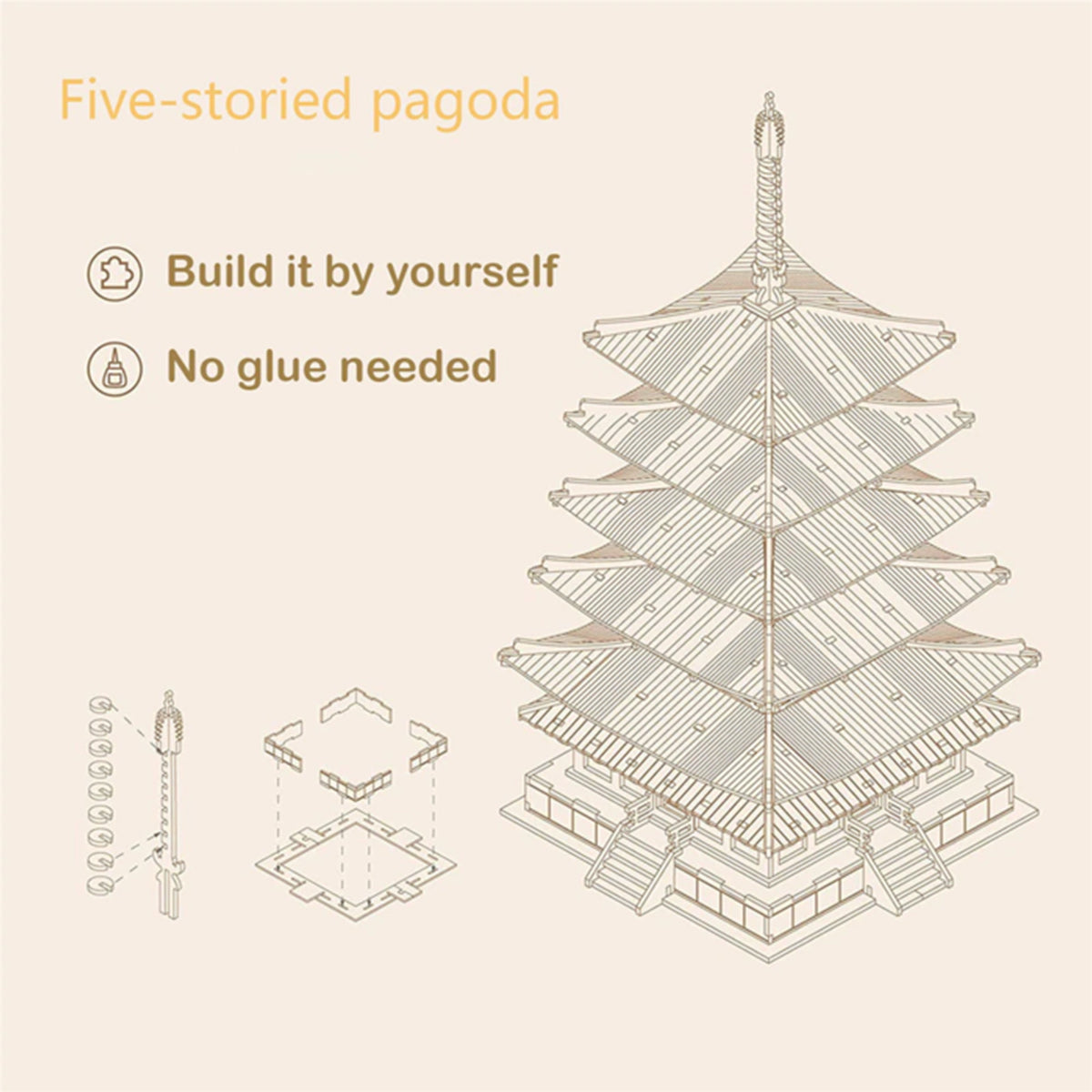 Rolife DIY Five-storied Pagoda 3D Wooden Puzzle TGN02