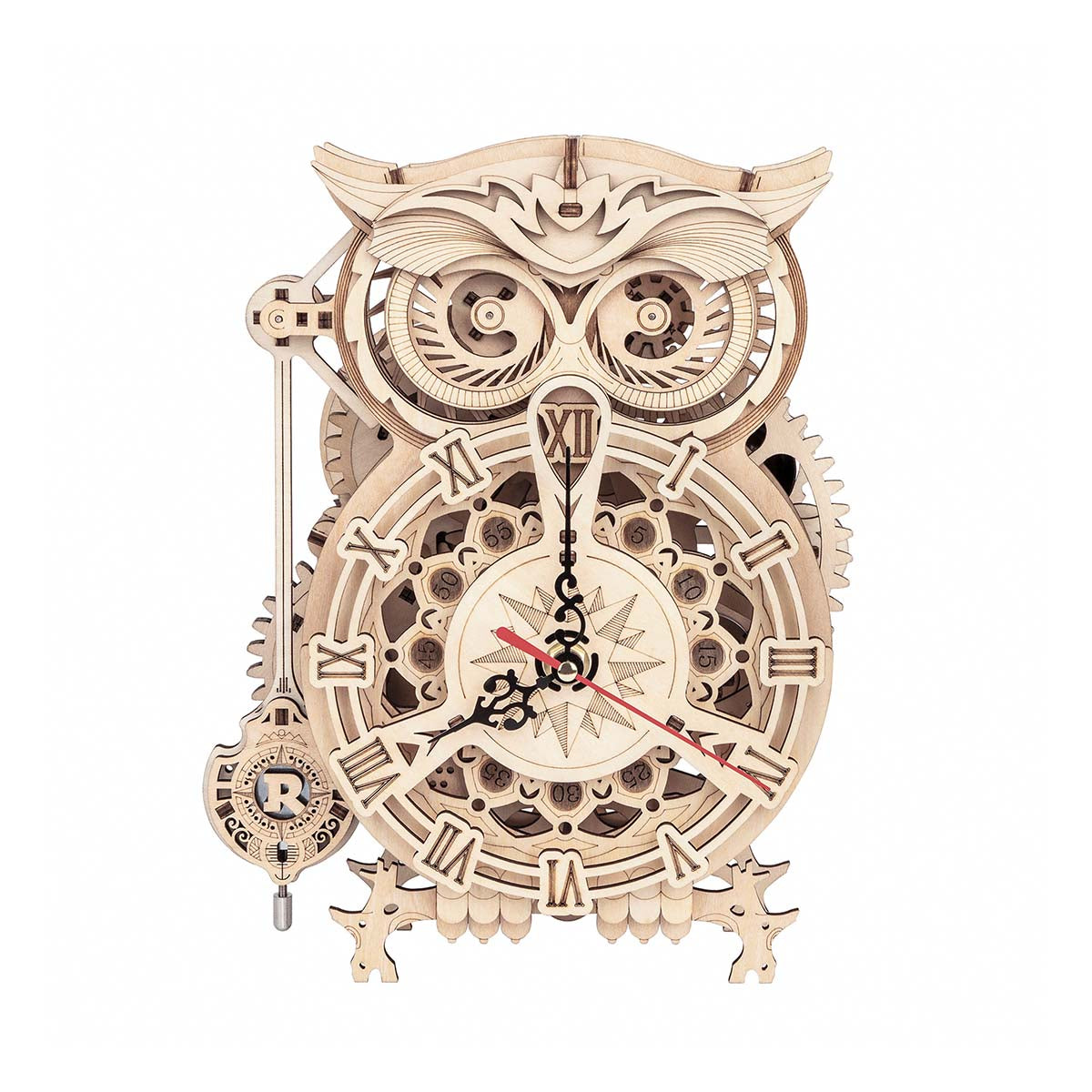 Puzzle 3D en bois avec engrenages mécaniques ROKR Owl Clock LK503 