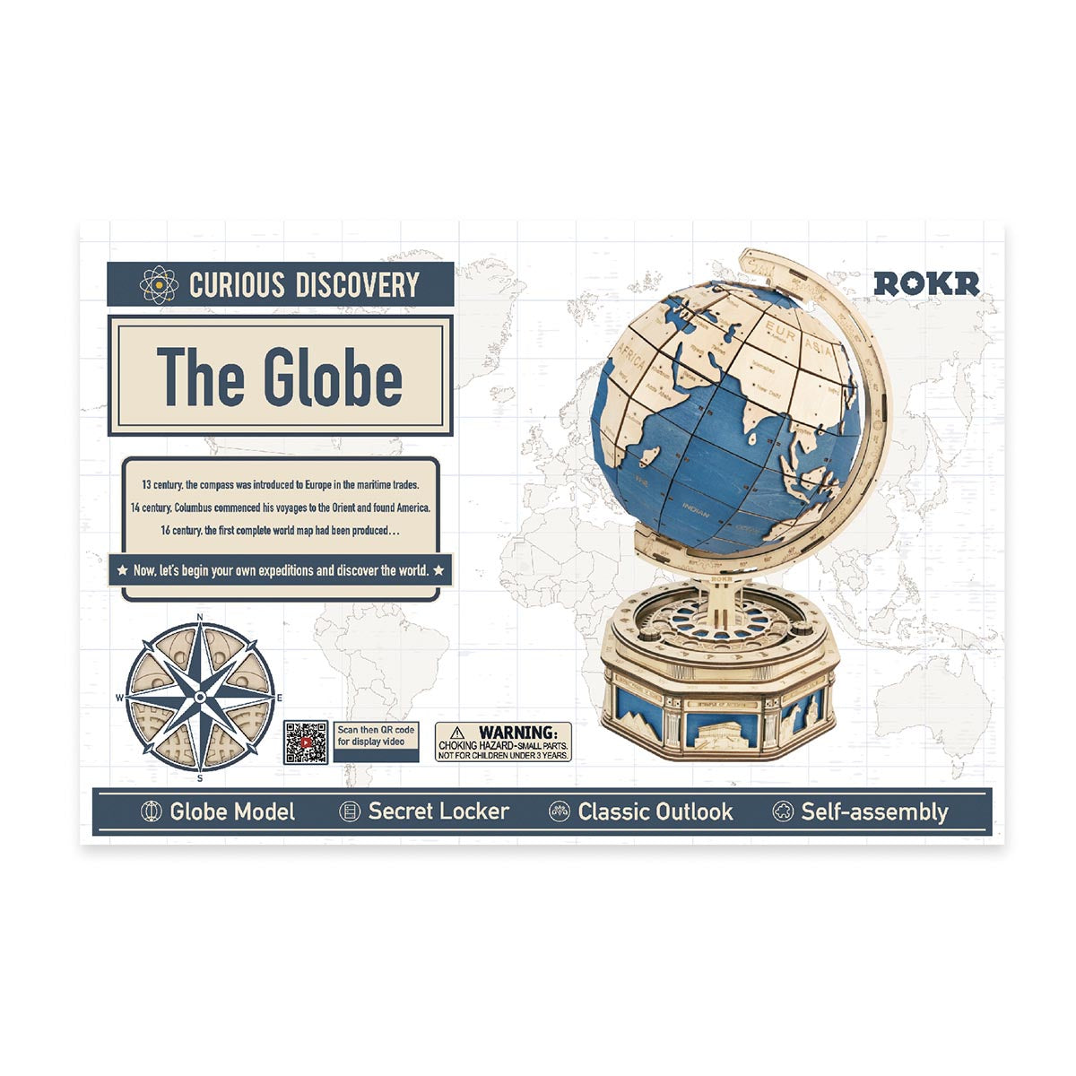 [Only Ship To U.S.] ROKR The Globe Model 3D Houten Puzzel ST002