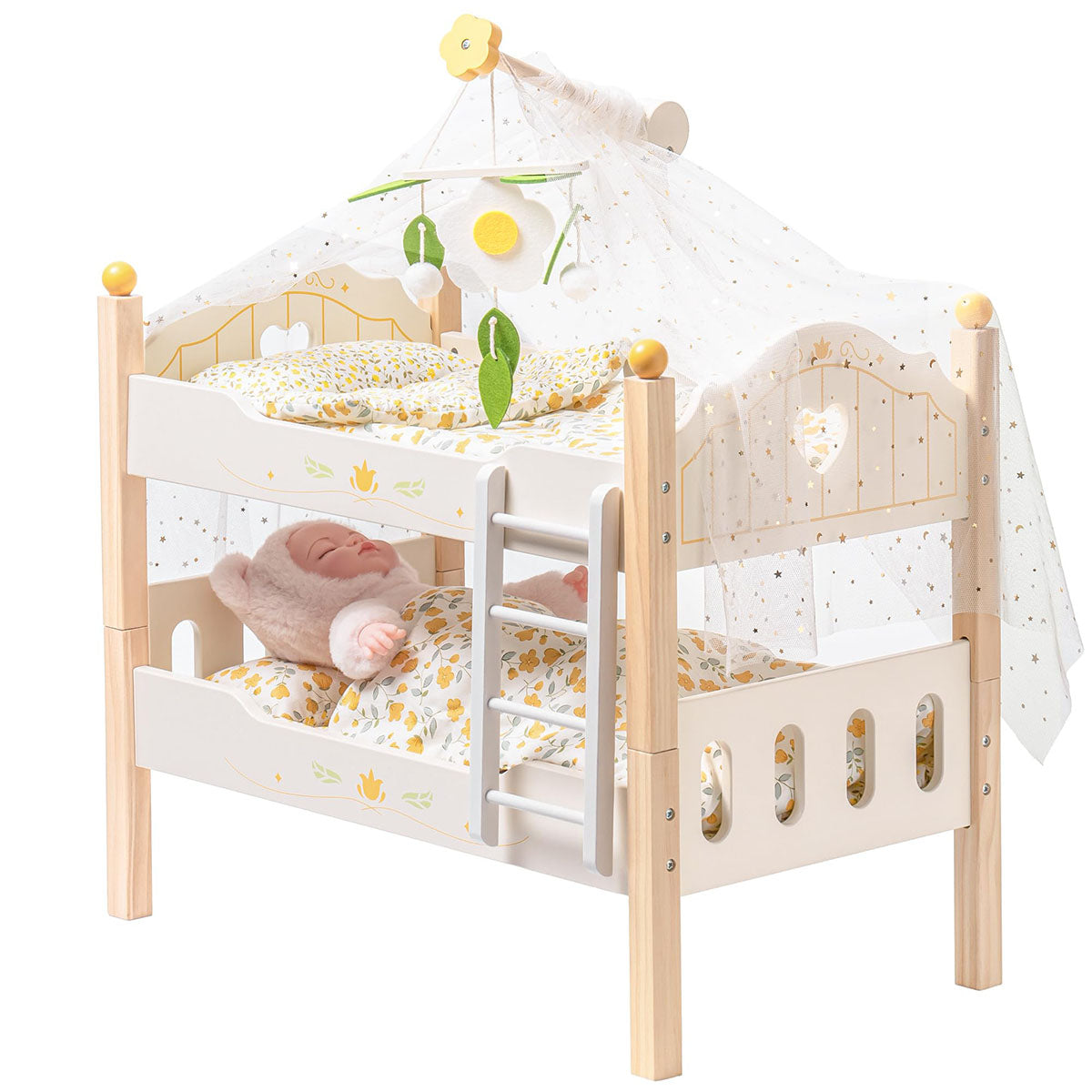 ROBUD Wooden Baby Doll Crib