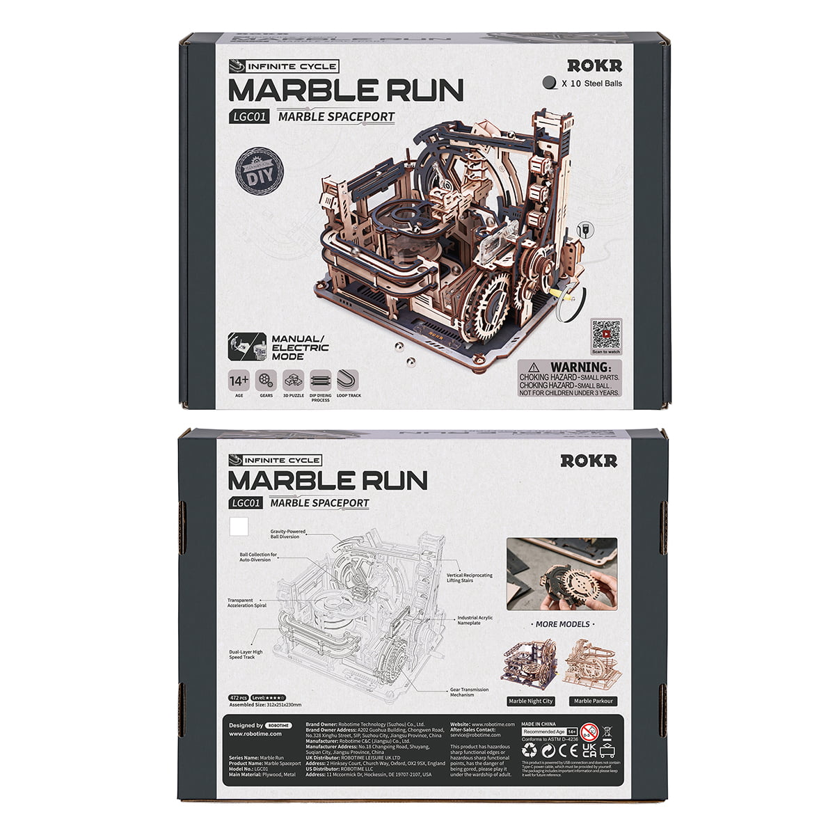 ROKR Marble Spaceport Marble Run 3D houten puzzel LGC01