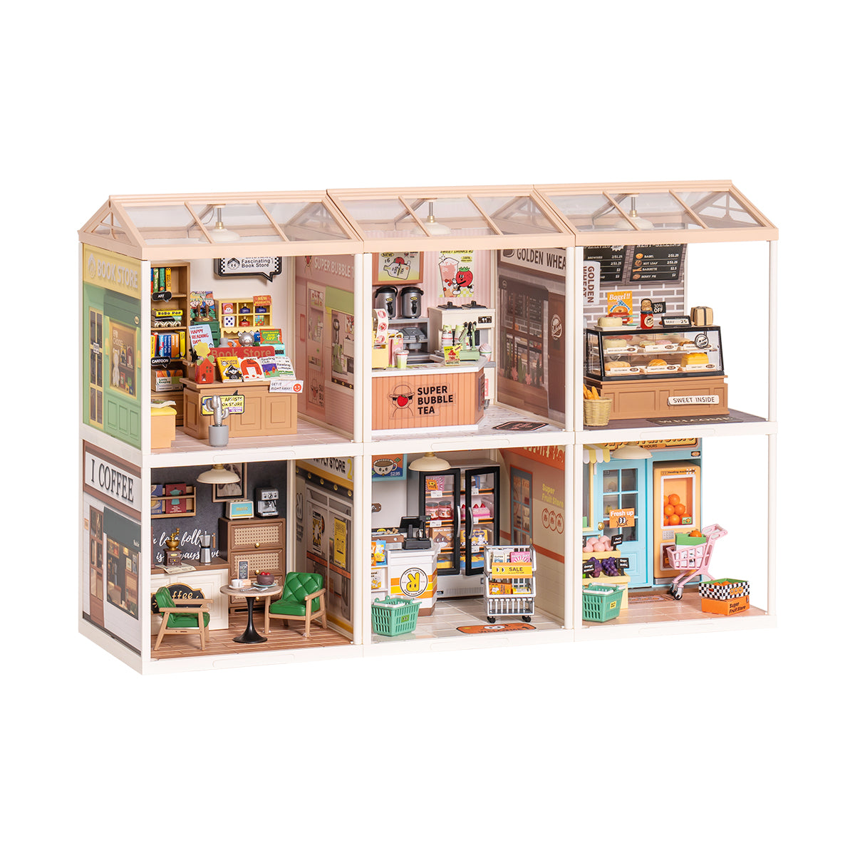 Rolife Super Creator Mini maison en plastique à monter soi-même 6 en 1 à six grilles 